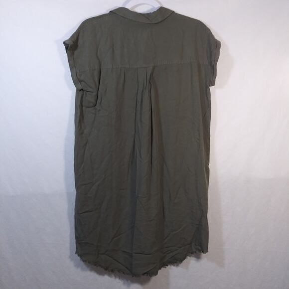 Thread and Supply Olive Green Shirt Lyocell Raw Hem Dress Festival Size XS - Picture 7 of 7